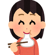 イラスト屋　お餅を食べる syokuji_mochi_woman